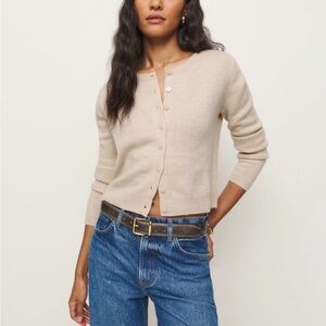 NWT Reformation Clara Cashmere Cardigan in Wheat Size XS